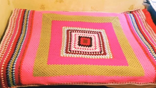 Плед крючком из остатков пряжи