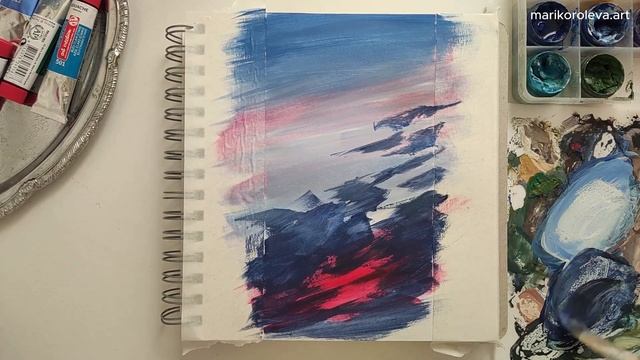 Закат гуашью/Speedpaint Gouache
