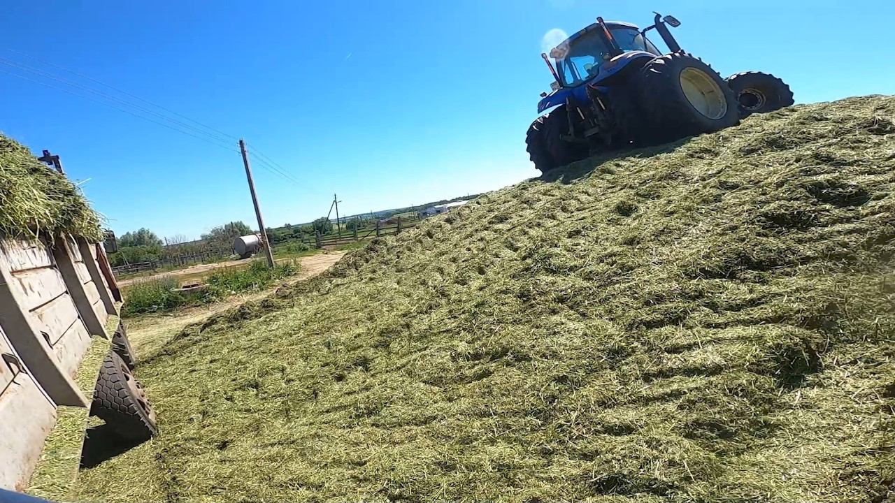 Трактор и сенаж: гармония в сельском хозяйстве.