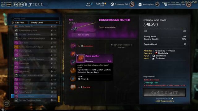 How To Craft Honorbound Rapier New World