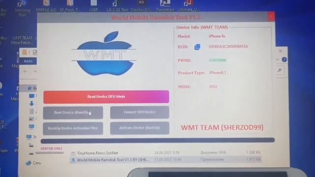 IPhone 6S Passcode Icloud Bypass Done Ios 15 WMT RAMDISK TOOL V1.5