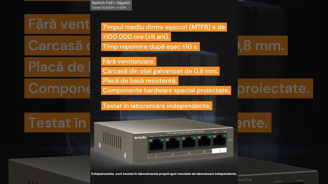 Tenda TEG1105P-4-63W | Switch PoE+ 1Gbps Cu Două Moduri De Lucru Preconfigurate