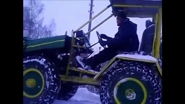 Уборка снега самодельным трактором 4х4