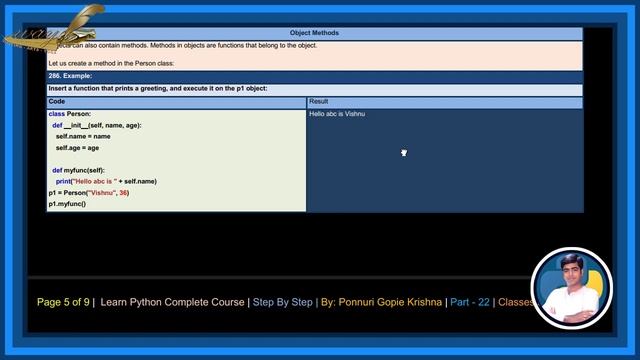 Learn Python Complete Course | Step By Step | Classes & Objects | By: Ponnuri Gopie Krishna |Part-2