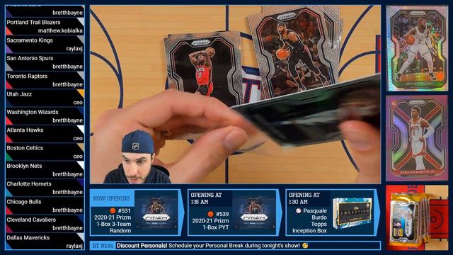 BreakTraders #531 - Prizm Basketball Hobby 1 Box 3-Team Random - - 4/3/21