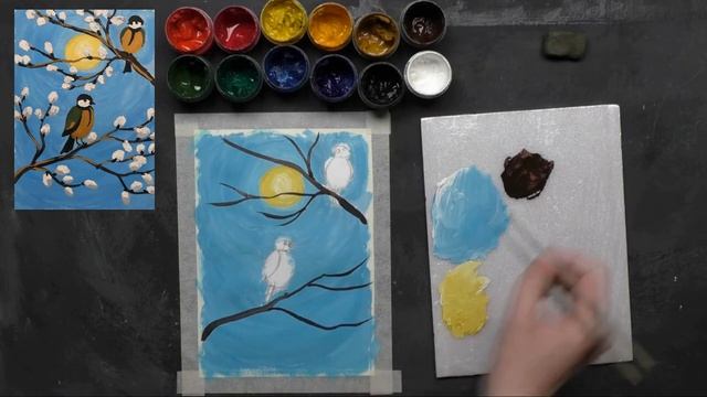 Встречаем Весну! ? ?Рисуем Птичек Синичек на Веточках Вербы ??