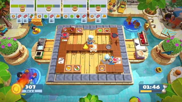 Overcooked 2 - Surf N Turf DLC - Level 2-3 - 4 Stars (solo)