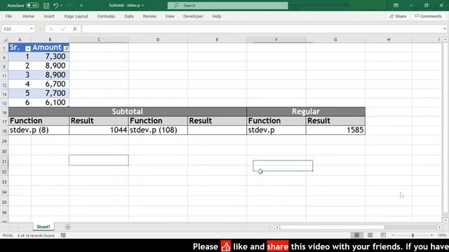 How to use Stdev.p Standard Deviation within Subtotal Function in MS Excel  Learn in 5 Minutes