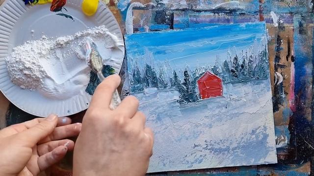 Объемная зимняя картина из подручных средств?