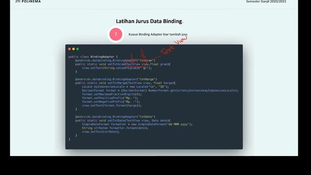 03 Belajar Android MVVM Java Binding Adapter | Pemrograman Mobile Politeknik Negeri Malang