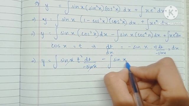 Differential Equation: Dy/dx = (sin^3 X)(cos^2 X) + X(e^x)