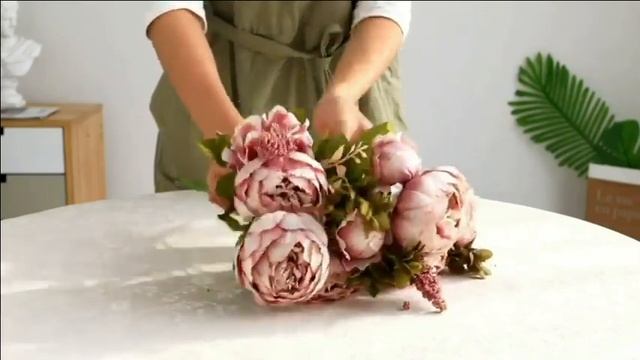 Искусственные цветы Пионы малиновый цвет