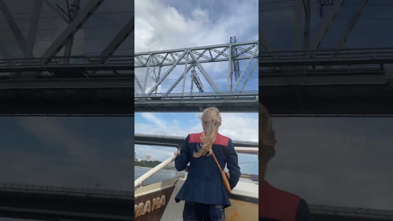 Прогулка на катере по реке Обь, новый мост!