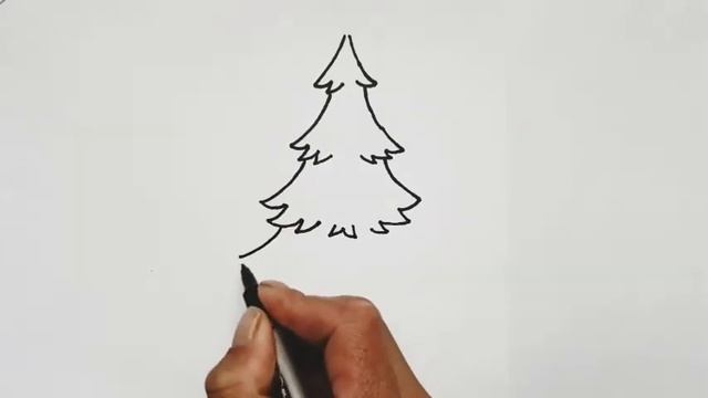 Как нарисовать новогоднюю ЁЛКУ поетапно для детей учимся рисовать легко.