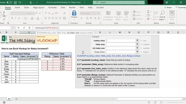 How To Use VLOOKUP For SALARY INCREMENT