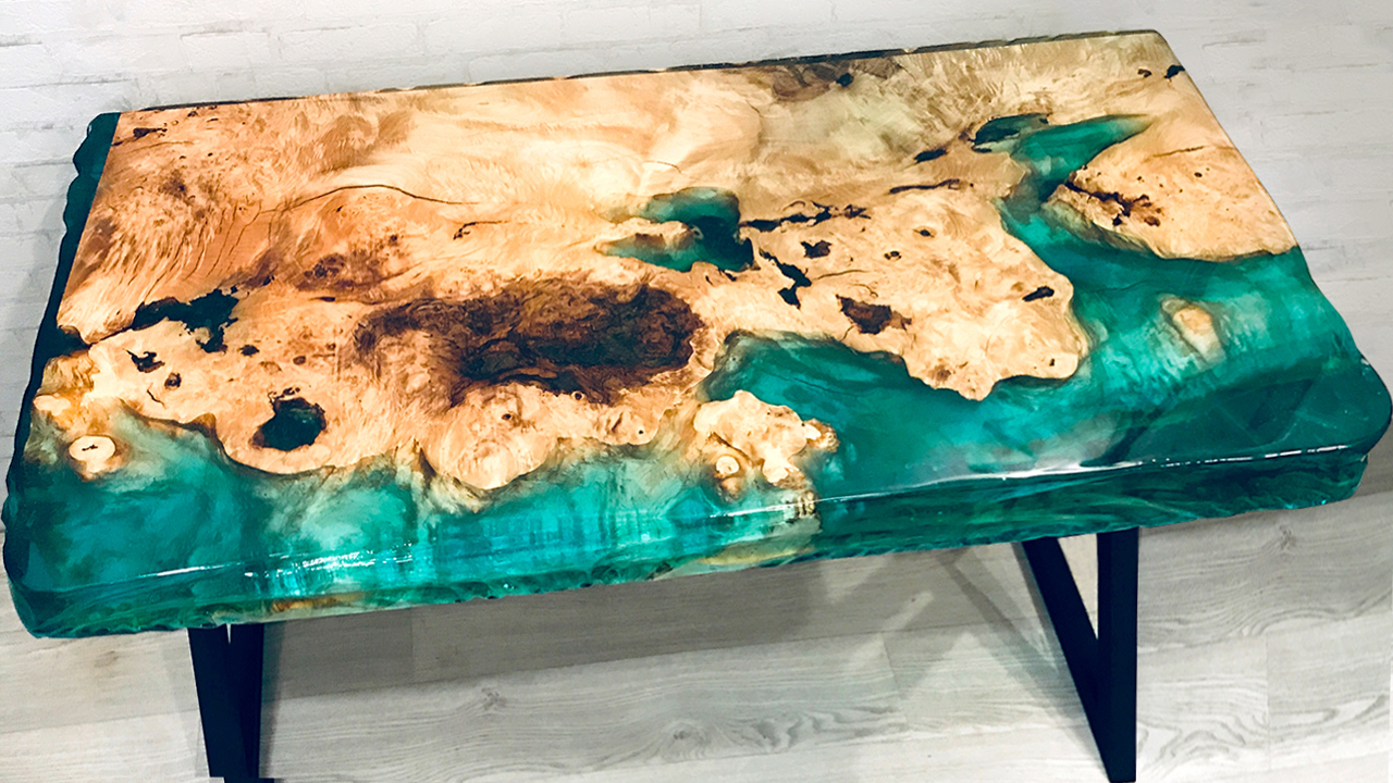 СТИЛЬНЫЙ ЭПОКСИДНЫЙ СТОЛ ТОЛСТАЯ ЗАЛИВКА 9 см ЭПОКСИДНОЙ СМОЛЫ / БЕЗ МАСТЕРСКОЙ И ТЯЖЕЛЫХ СТАНКОВ