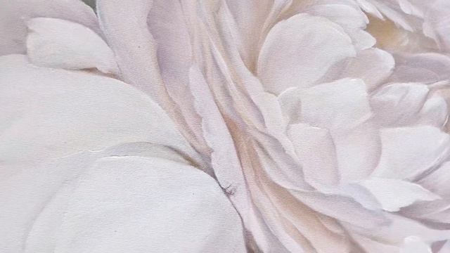 Белые пионы маслом и поталь