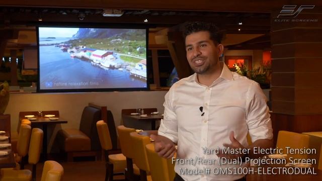 Elite Screens Yard Master Electric Tension Indoor/Outdoor Wall/Ceiling Projection Screen Testimonia