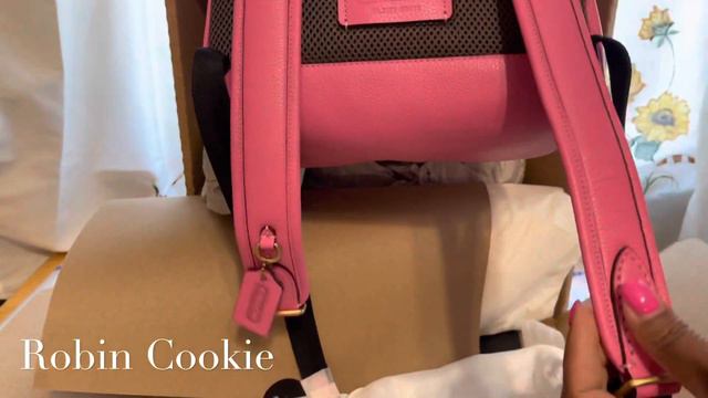 COACH UNBOXING & WHAT’S IN MY BAG Charter Backpack 24 Brass/Petunia🌸Robin Cookie