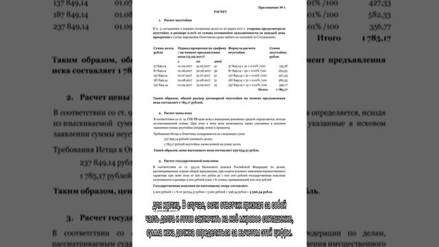 Расчет цены иска