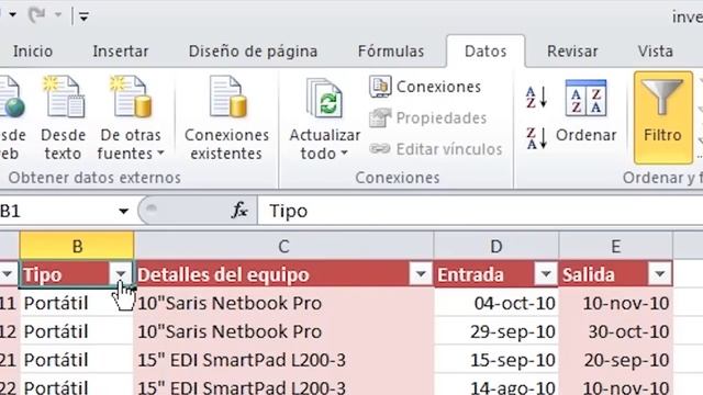 CURSO BÁSICO DE EXCEL 2010: Cómo Filtrar Datos