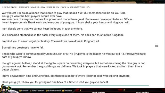 The Final Message , Dear TiK |  Betrayal Part 4 Kingdom 41 War | RiP | Rise Of Civilizations