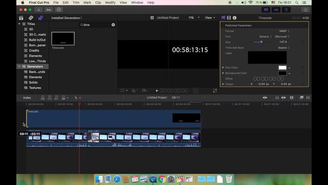 Timecode в FCP с 00:00:00:00