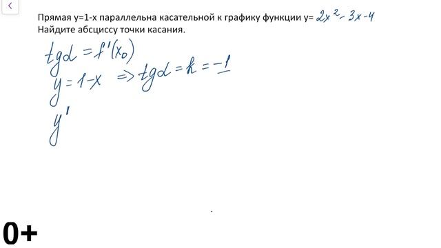 Решаем задачу 7 (геометрический смысл производной) из ЕГЭ по математике Профильного уровня
