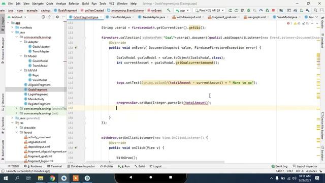 10. ProgressBar - SavingsApp | Firestore | MVVM | JAVA |