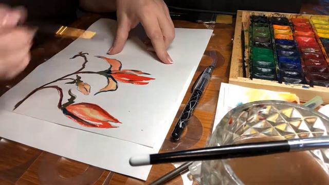 Магнолия акварелью. Занятие по скайпу художественной студии Инновация 17.11.2018 г