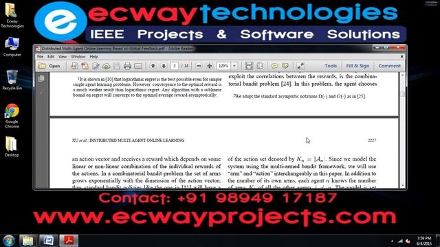 Distributed Multi Agent Online Learning Based On Global Feedback