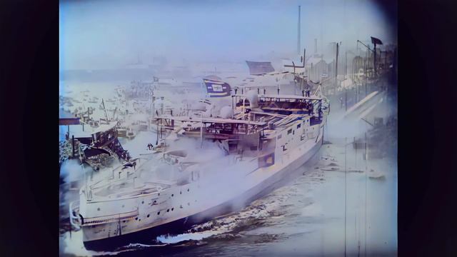 4k 50fps colorized 1898. The first tragedy ever filmed. The launch of HMS Albion.
