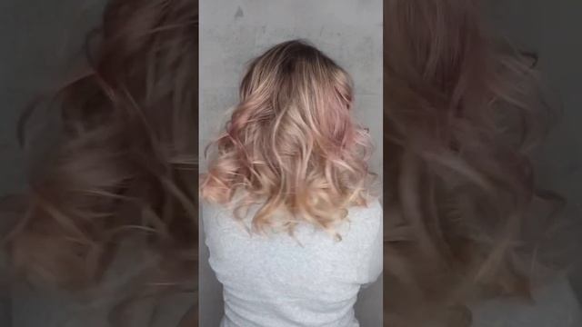 Тонирование, ламинирование волос. Розовый блонд. Нежная девушка. Нежный образ. Укладка волос.