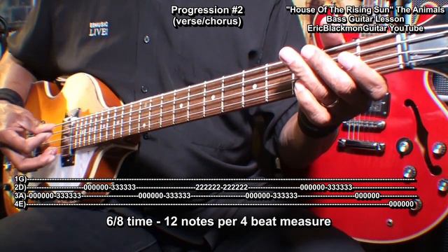 THE HOUSE OF THE RISING SUN Bass Guitar Lesson EASY EricBlackmonGuitar