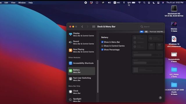 Show Battery Percentage In Menu Bar MacOS Bigsur - Macbook Pro Macbook Air Macbook M1 Macbook Air M