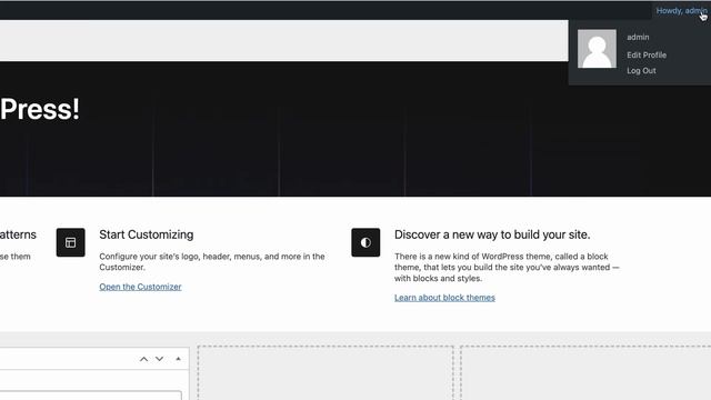 دورة تعلم ووردبريس 2023 Wordpress  - التبديل بين لوحة تحكم الموقع والموقع