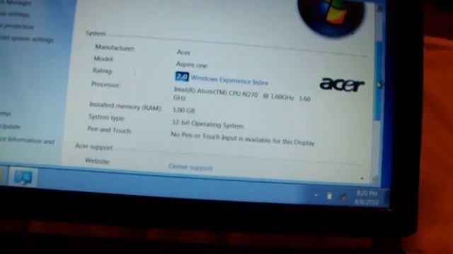 EBAY AUCTION: ACER ASPIRE ONE KAV60 MINI LAPTOP BLUE 140GB HDD 1GB RAM WIN 7