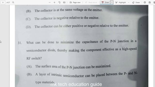 Jamia Millia Islamia M.Tech (Electronics & Communication Engg.) Entrance Question Paper 2021-22/ M5