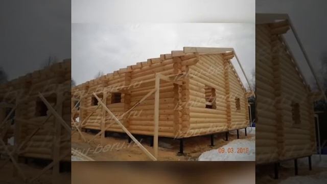 Строительство одноэтажного дома из оцилиндрованного бревна Бревнышкомск Избу-беру