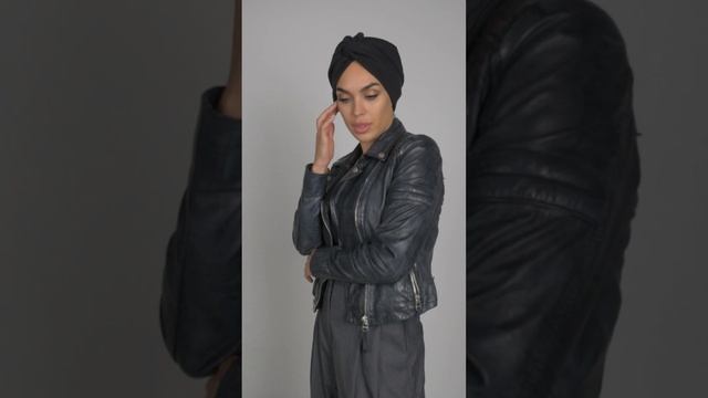 Шапка чалма осенняя теплая в рубчик