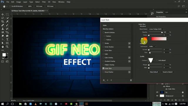 Gif Animated Neon Effect Creation In Adobe Photoshop CC Full Tutorial 2020 #gif_animation