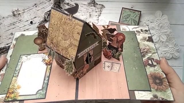 #ScrapMania_tm Открытка с поп-ап элементом Домик Ворожеи