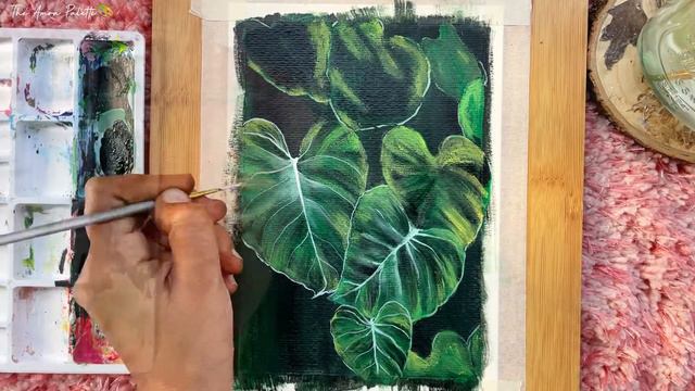 Easy Leaf Painting With Acrylics |Painting For Beginners | Step By Step Tutorial | Leaves Painting