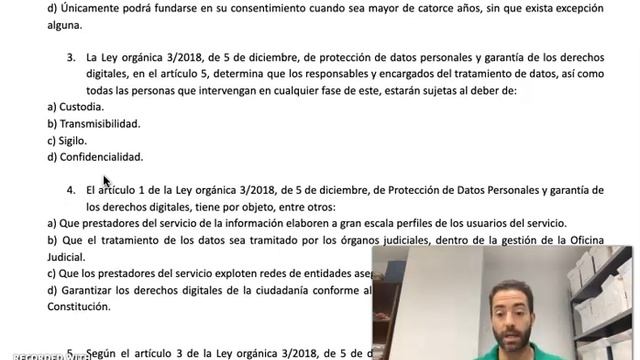 Corrección Preguntas Oficiales Ley Orgánica De Protección De Datos