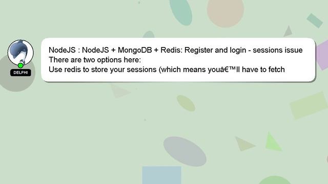 NodeJS : NodeJS + MongoDB + Redis: Register And Login - Sessions Issue