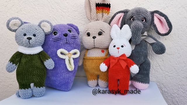 Amigurumi Kuscheltier Maus Elefant Hase Katze Handarbeit мышка  кот заяц слон крючком Knitting Toys