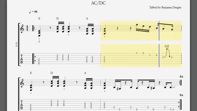 Back In Black  I  GuitarTrack 96bpm (Official Tempo)