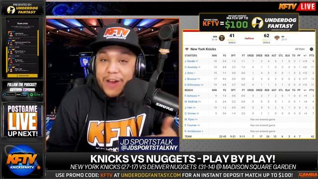 New York Knicks Vs Denver Nuggets Play-By-Play & Watch Along | UnderDog Fantasy
