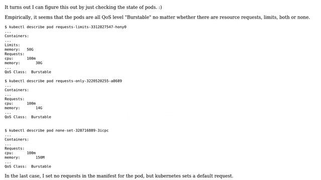 DevOps & SysAdmins: What QoS Does Kubernetes Assign To A Pod With A Single Container?