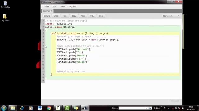 Program Stack Java-Bagian Pop()